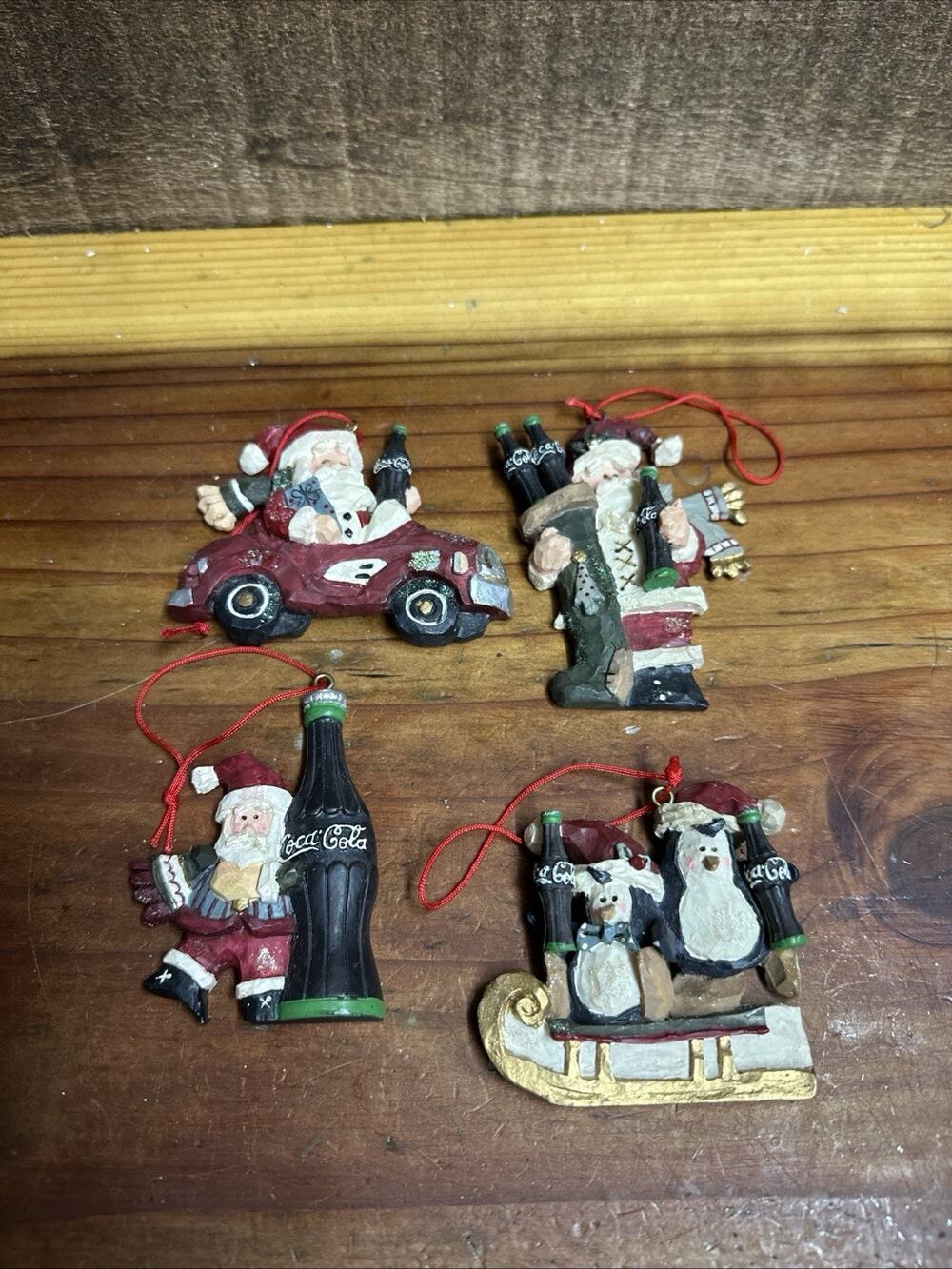 Vintage Coca Cola Santa Penguin Ornaments - Set Of 4 - 1998